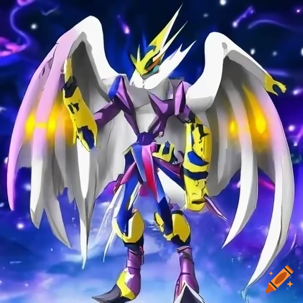Sun Angel ultimate evolution Digimon with rainbow armor