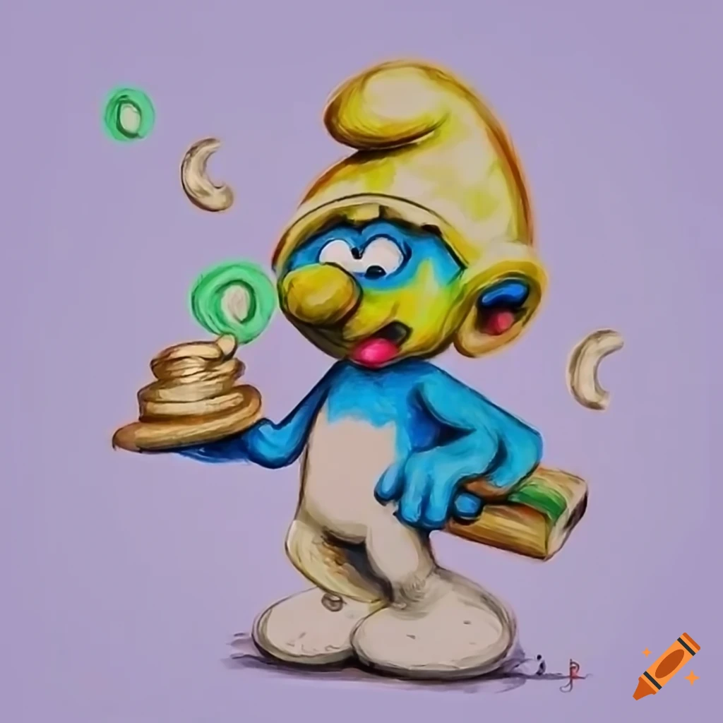 Sketch Of A Smurf Holding A Coin On Craiyon Sketch of a smurf holding a coin on craiyon