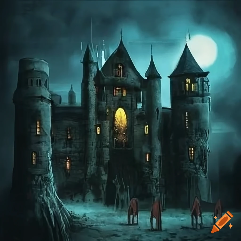 haunted castle at night