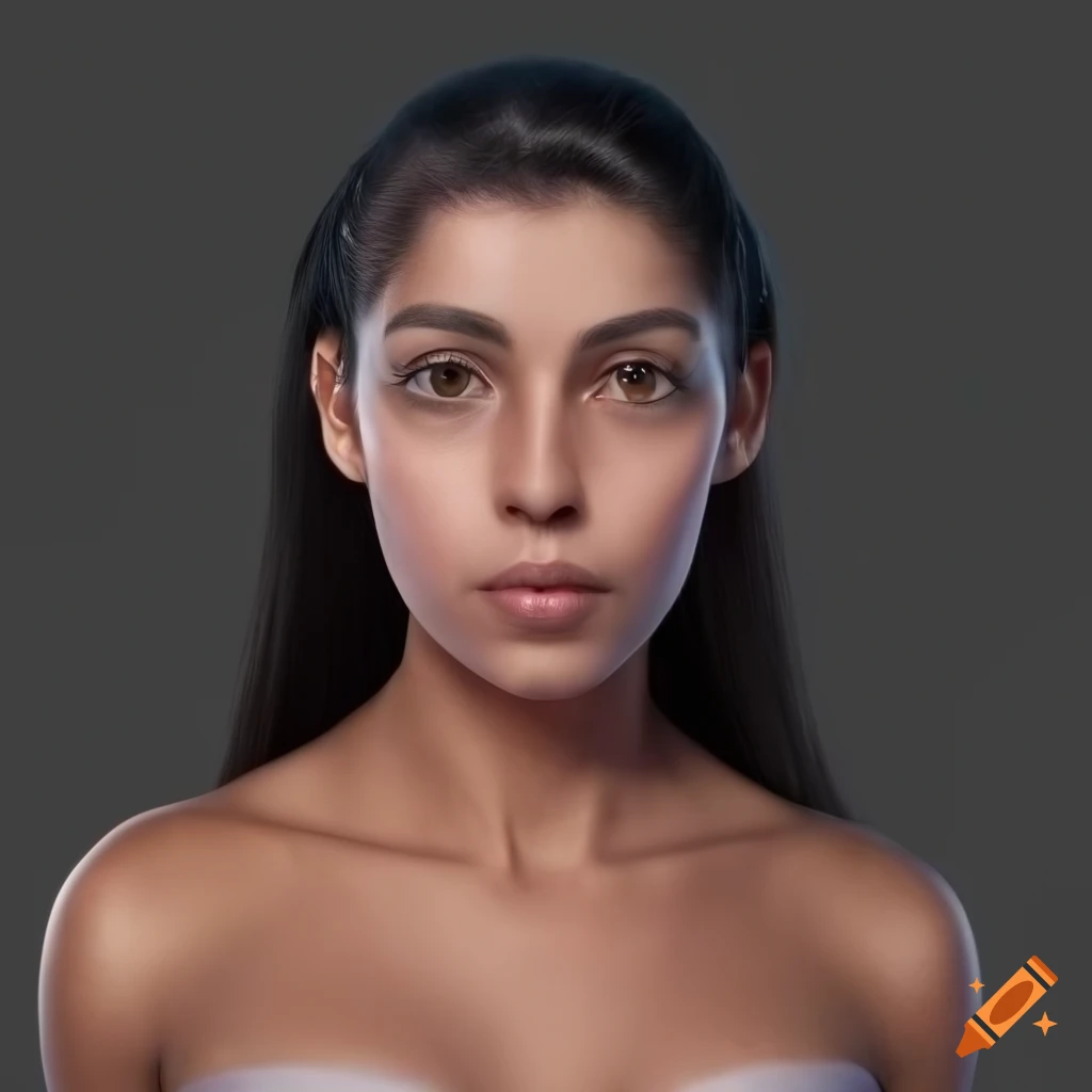 close-up portrait of a beautiful young woman with black hair and brown eyes