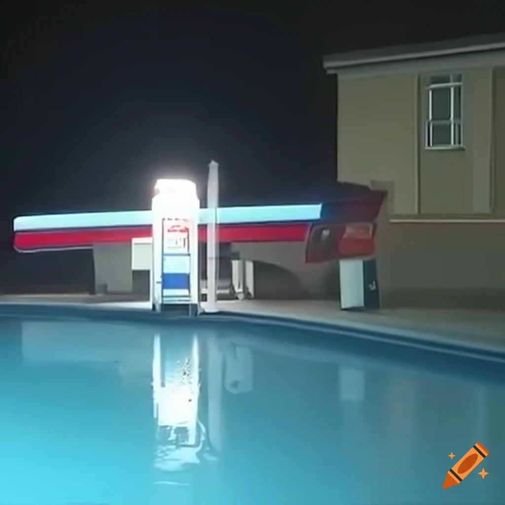 security camera footage of a pool in a gas station