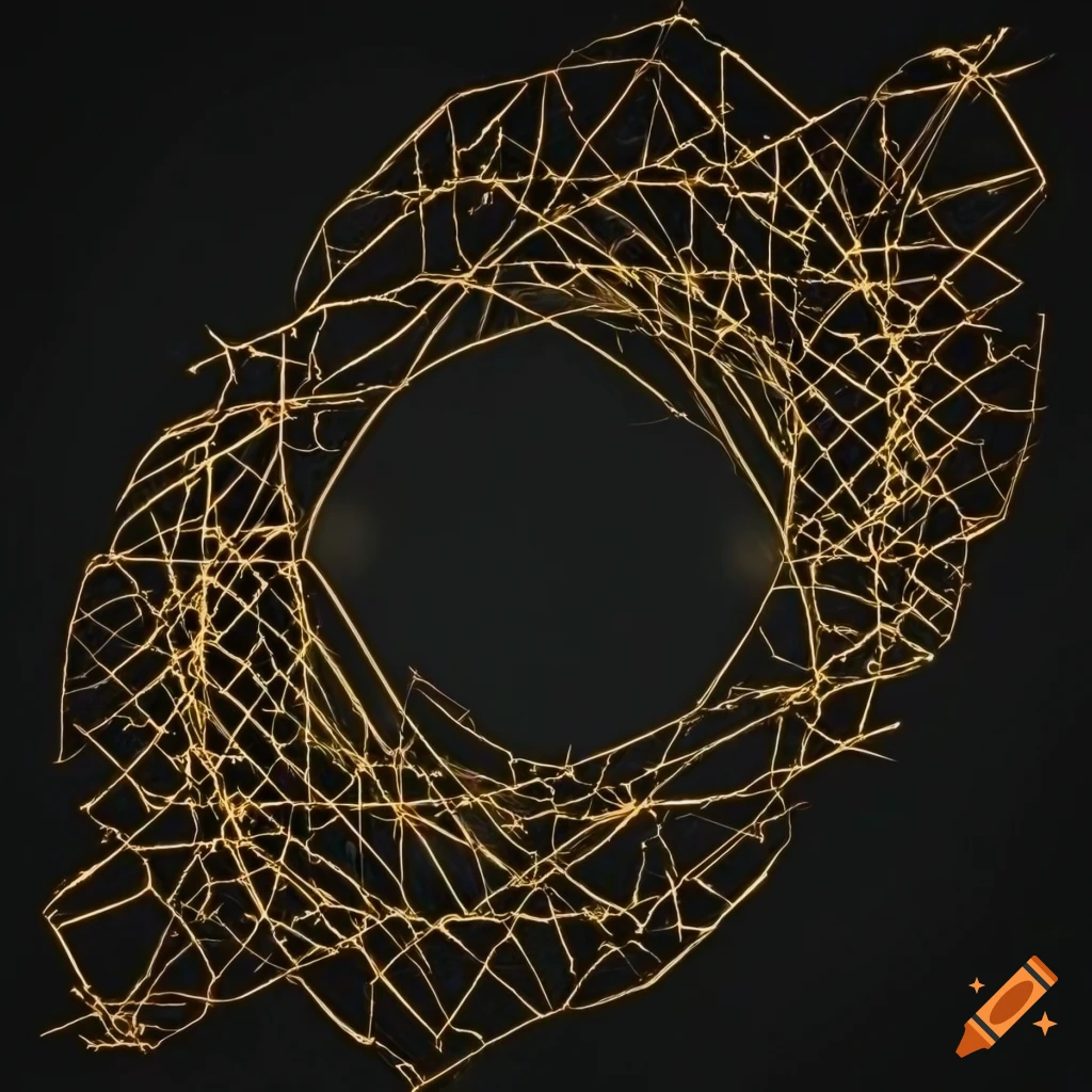 golden interconnected constellation cloud on a black background