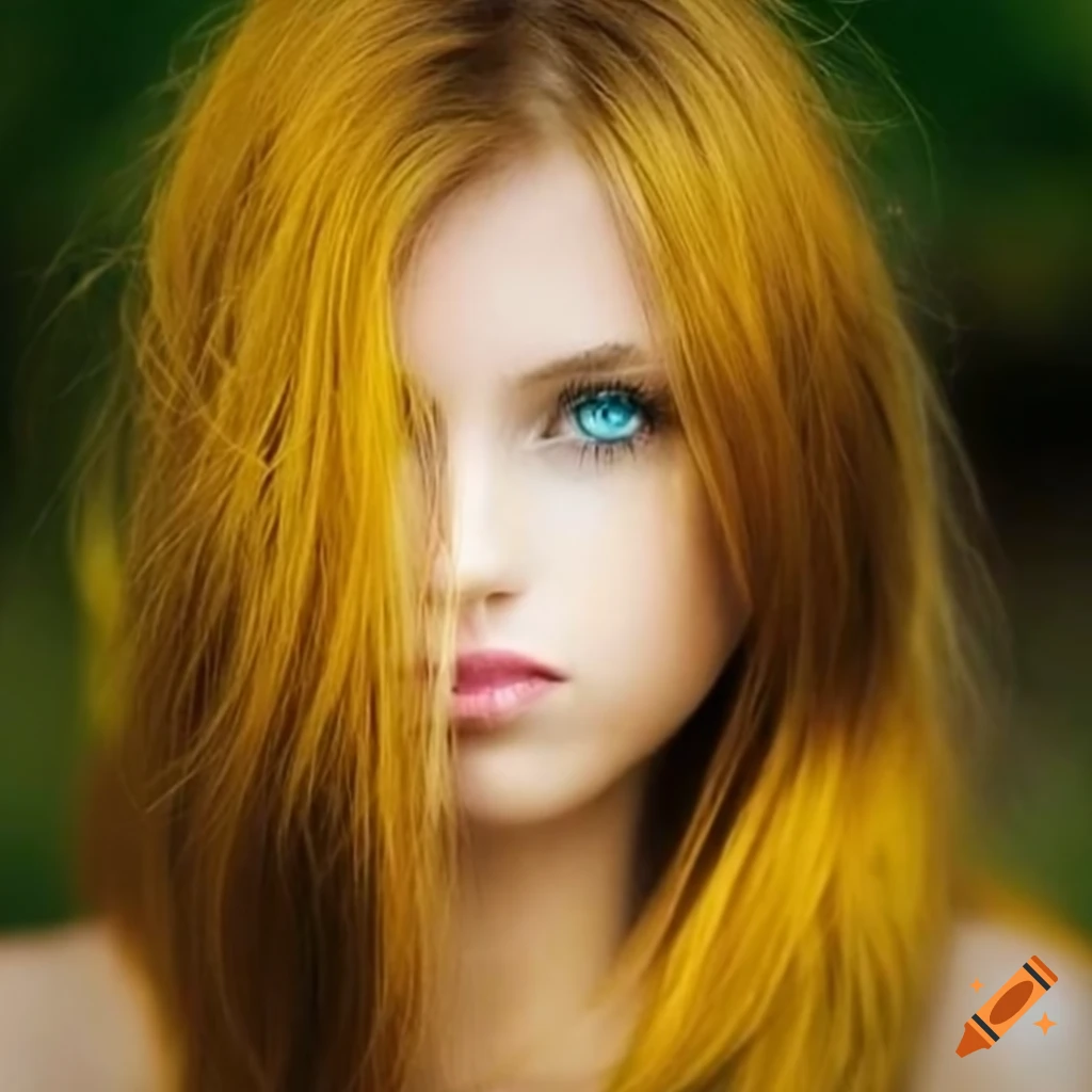 Portrait of a woman with blue eyes and wavy yellow hair on Craiyon