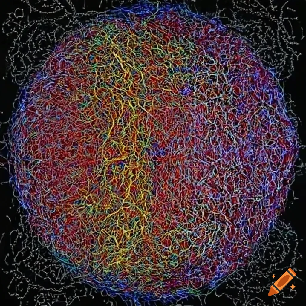 Abstract digital artwork with complex networks on Craiyon