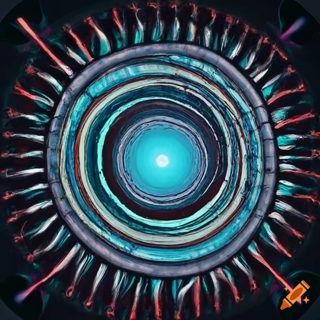 Abstract wheel art inspired by miro and giger on Craiyon