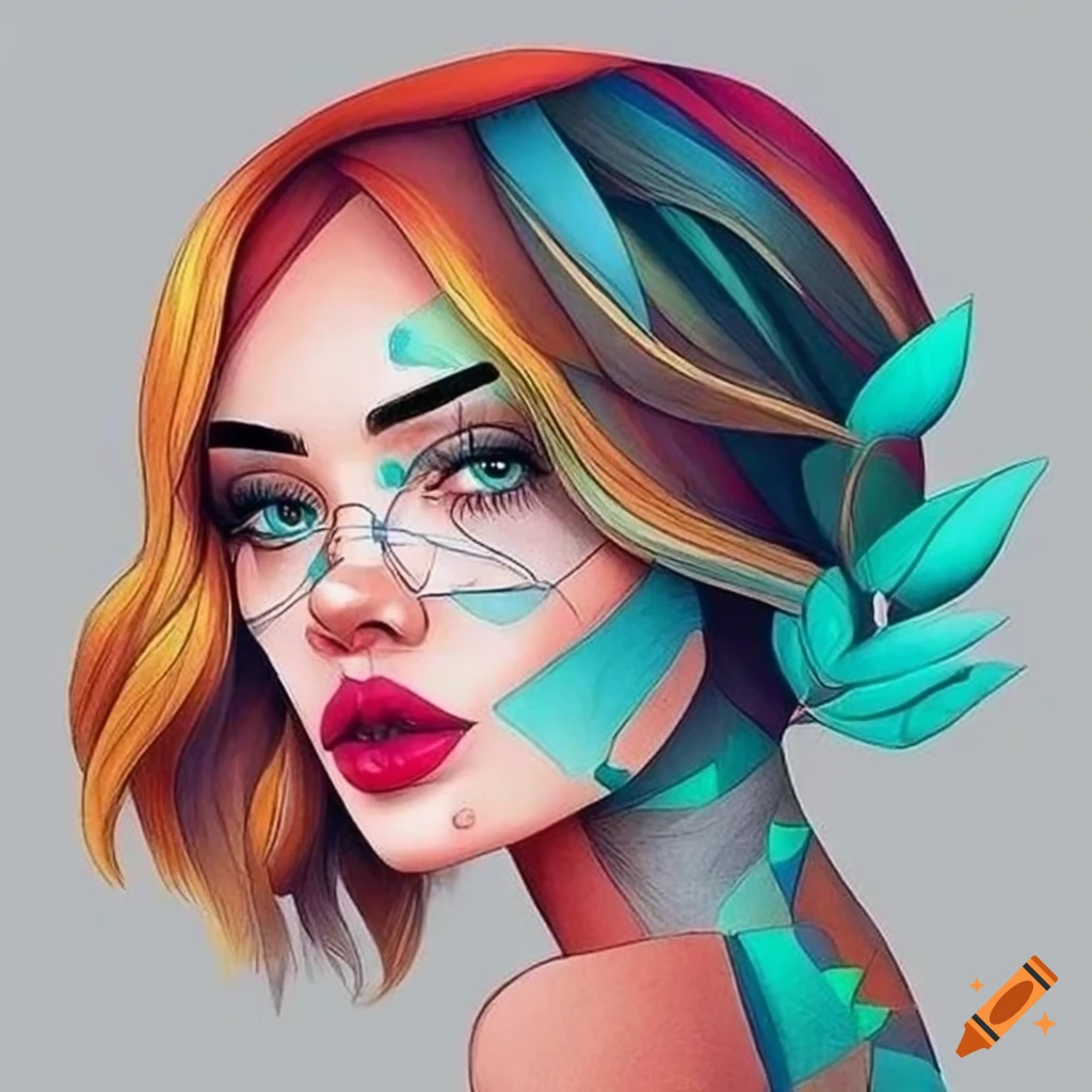 geometrically drawn beautiful woman