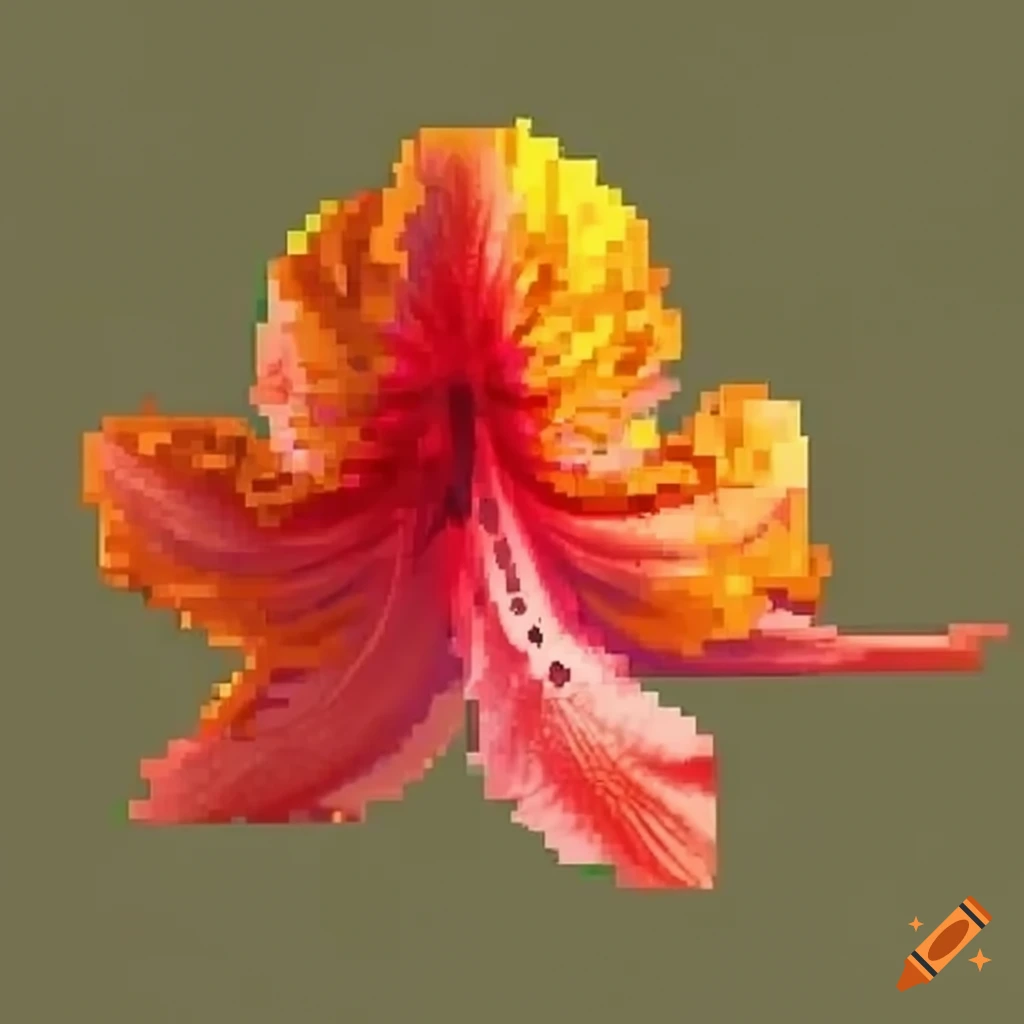 pixelated flame azalea flower for game environments