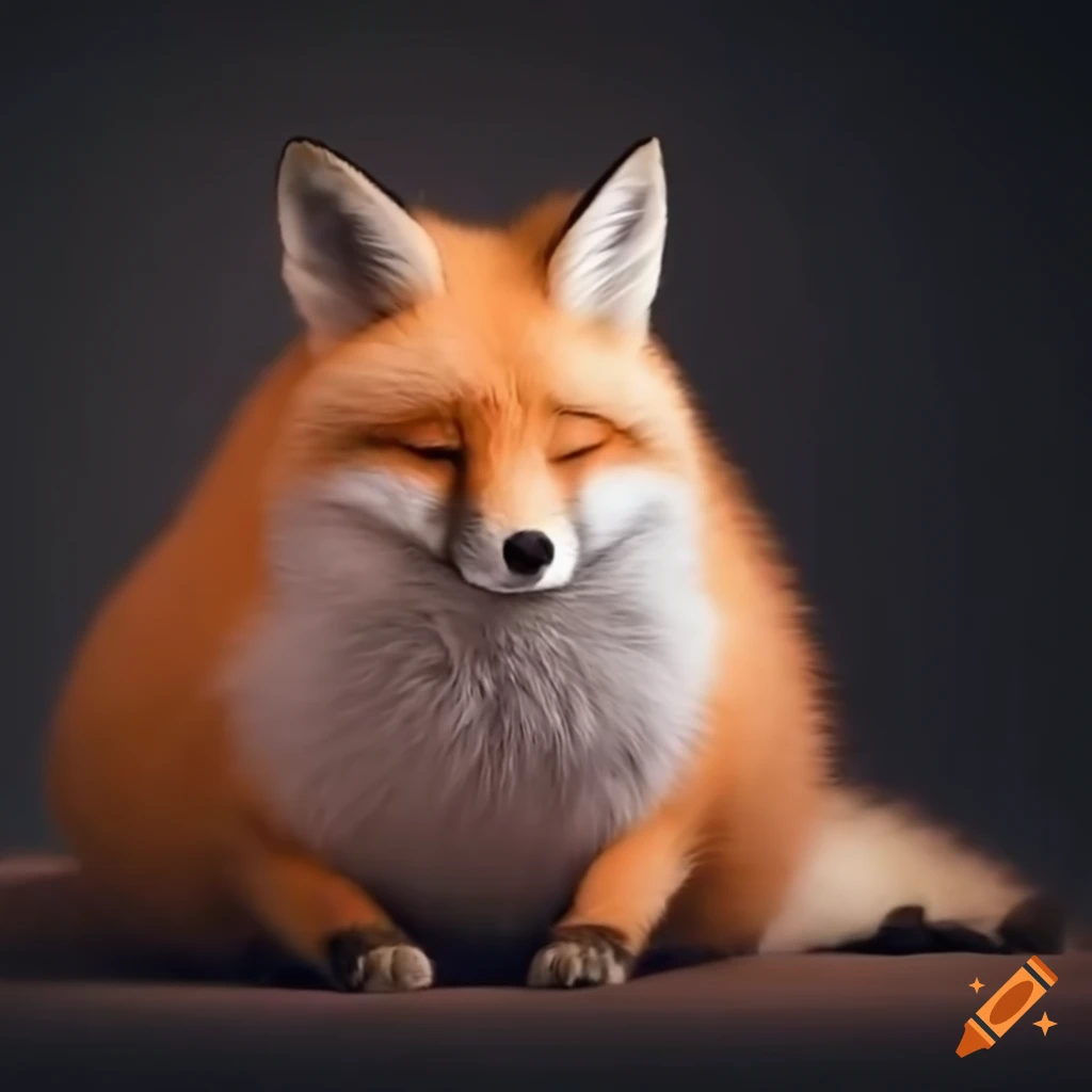 adorable sleeping fox with fluffy belly