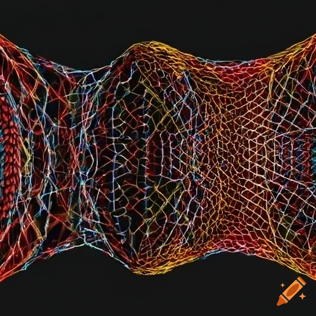 Abstract digital artwork with complex networks on Craiyon