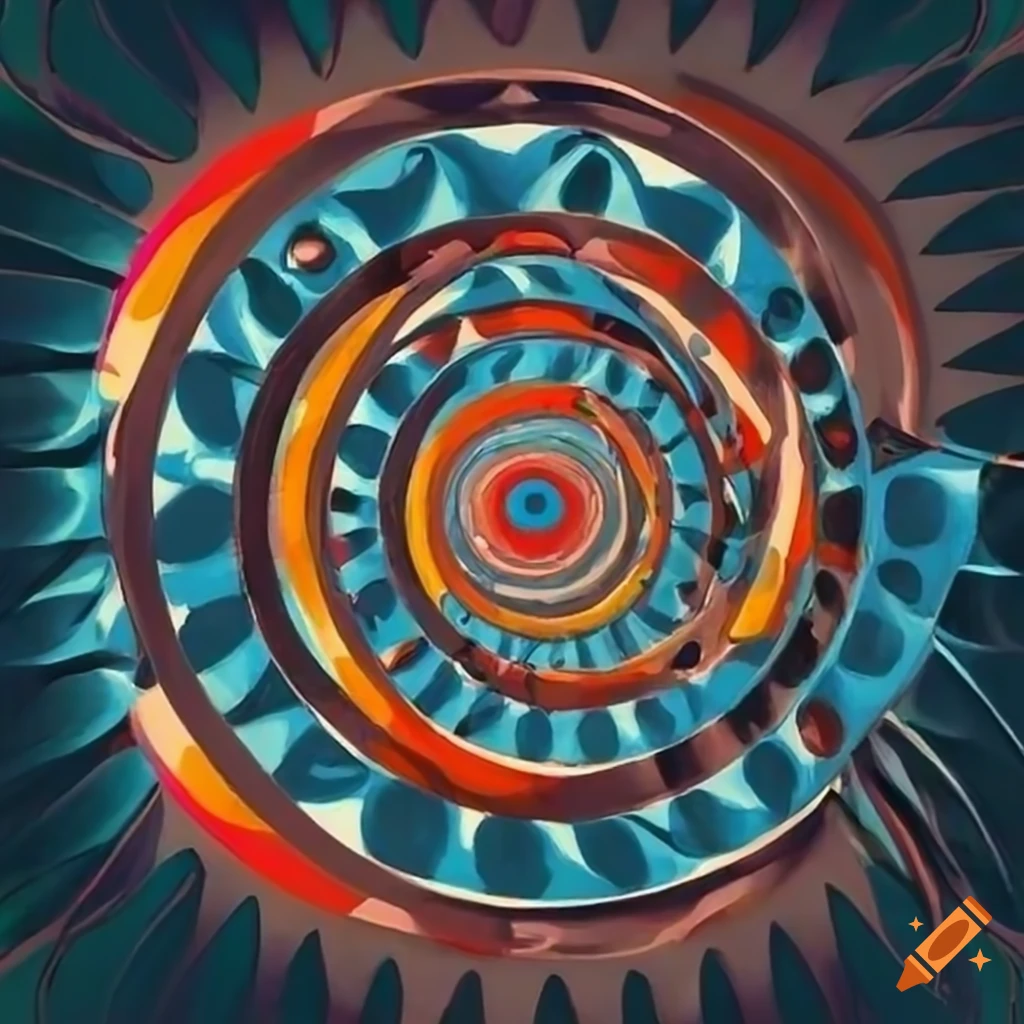 Abstract wheel art inspired by miro and giger on Craiyon