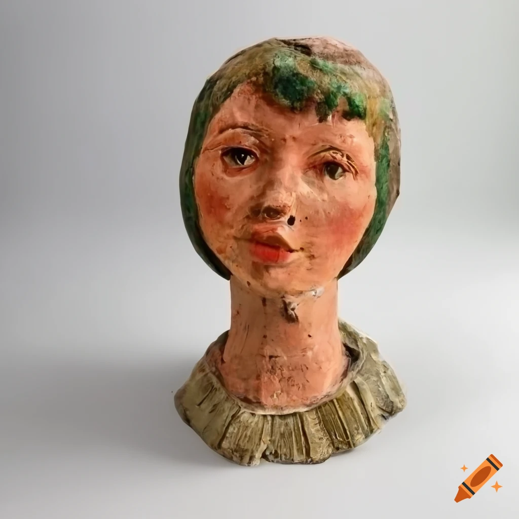 Papier mache bust from rural sweden in pastel colors on Craiyon