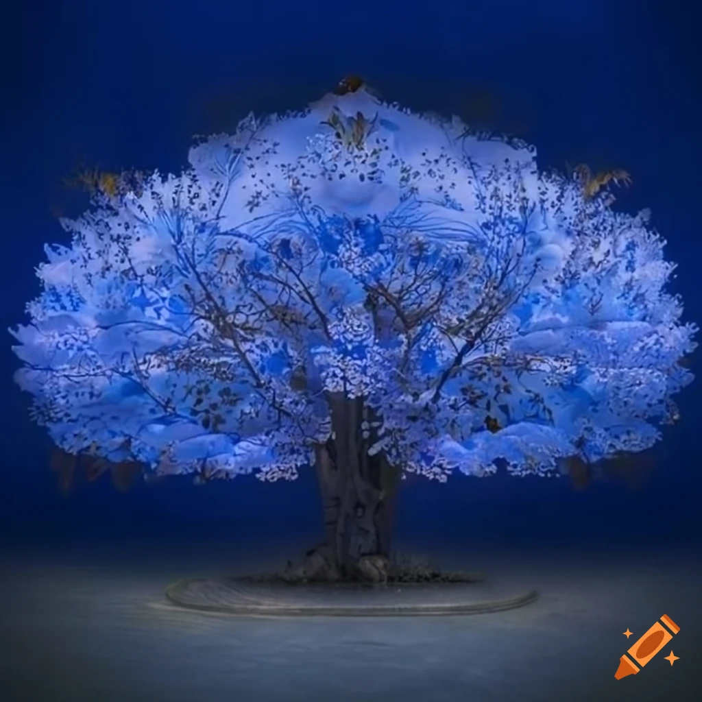 blue cherry blossom tree