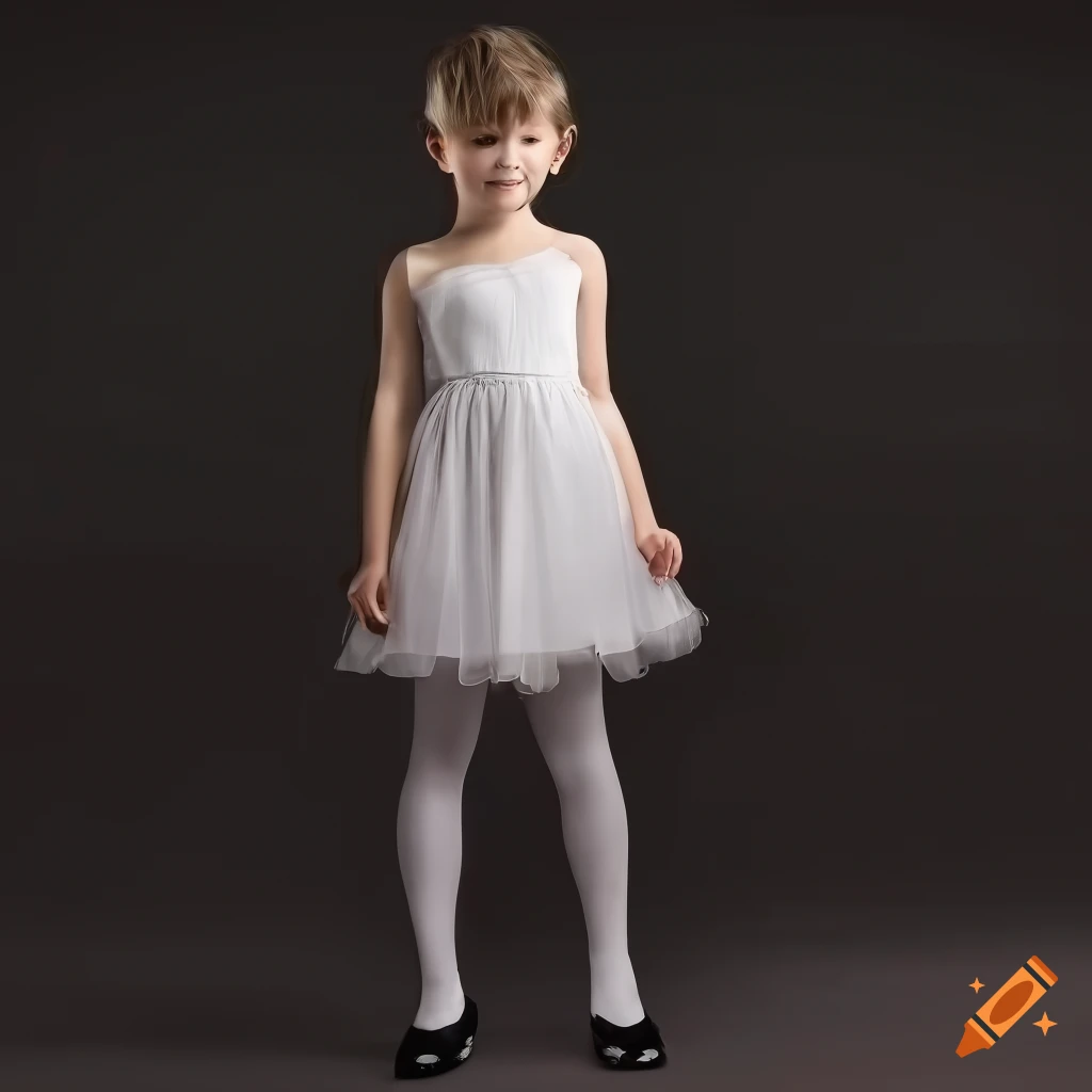 portrait of a boy wearing a cute dress and white tights
