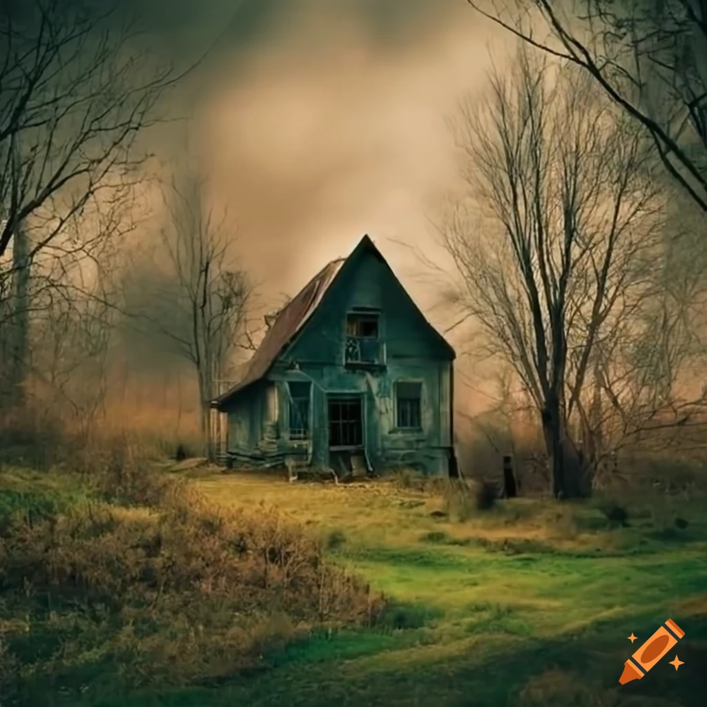 picture of an old house in the peaceful countryside