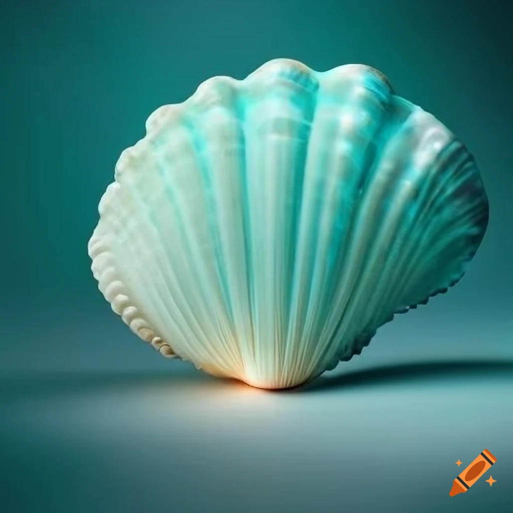 artistic representation of a glowing pearl seashell