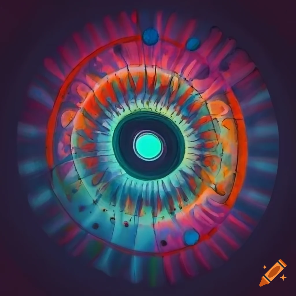 Abstract wheel art inspired by miro and giger on Craiyon