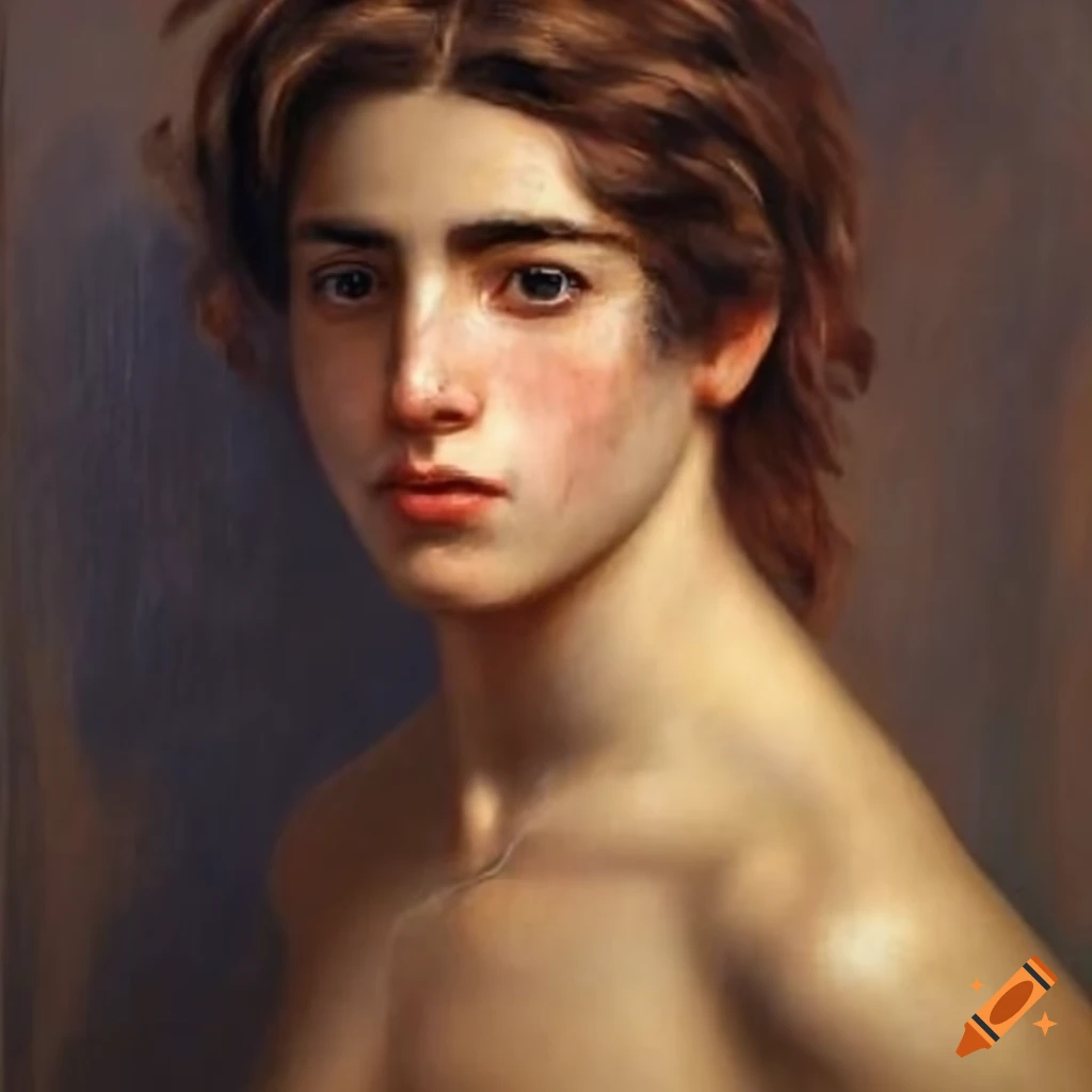 detailed oil painting of the Greek god of beauty