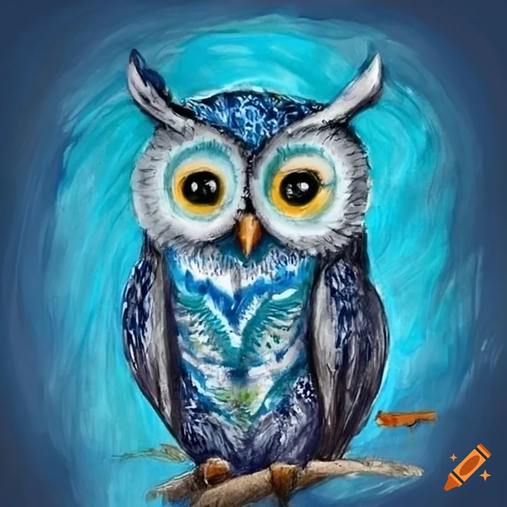 blue owl drawing
