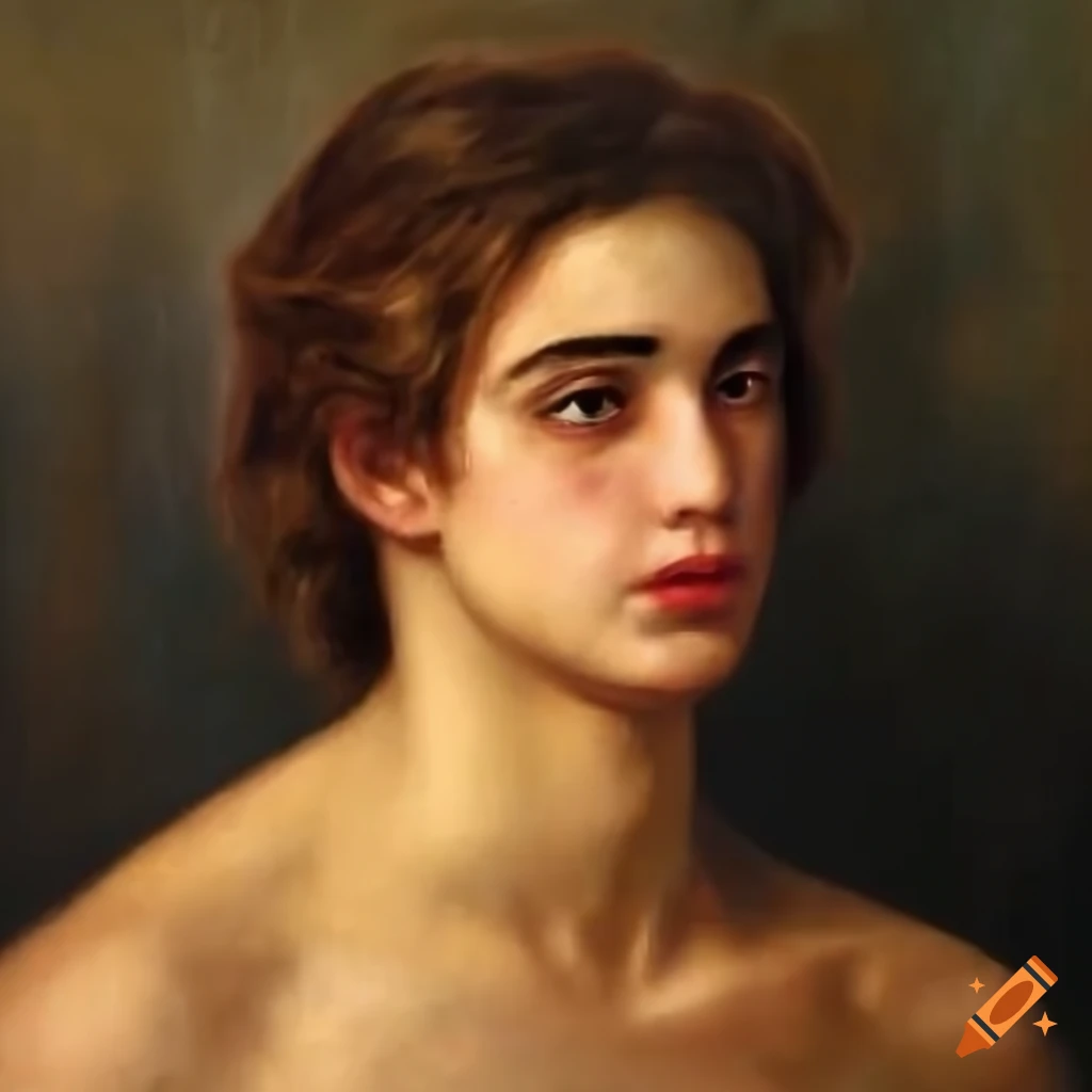 detailed oil painting of a Greek male god