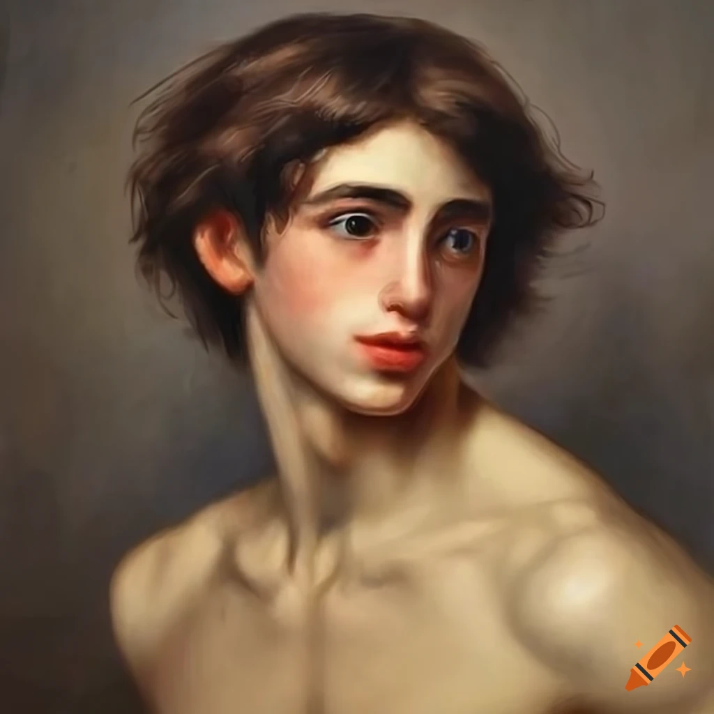 detailed classical Greek painting of a confident male god