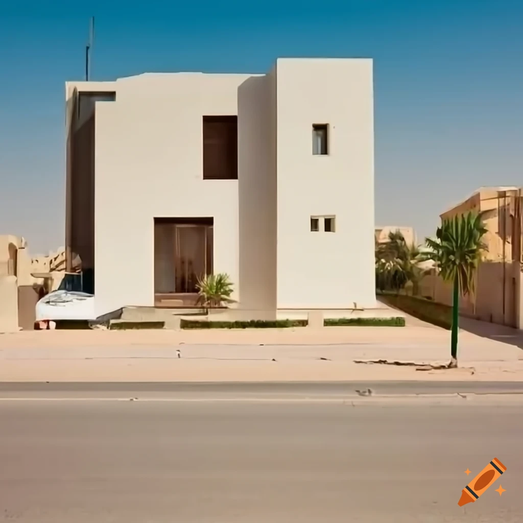 modern house in Dubai with road and vegetation