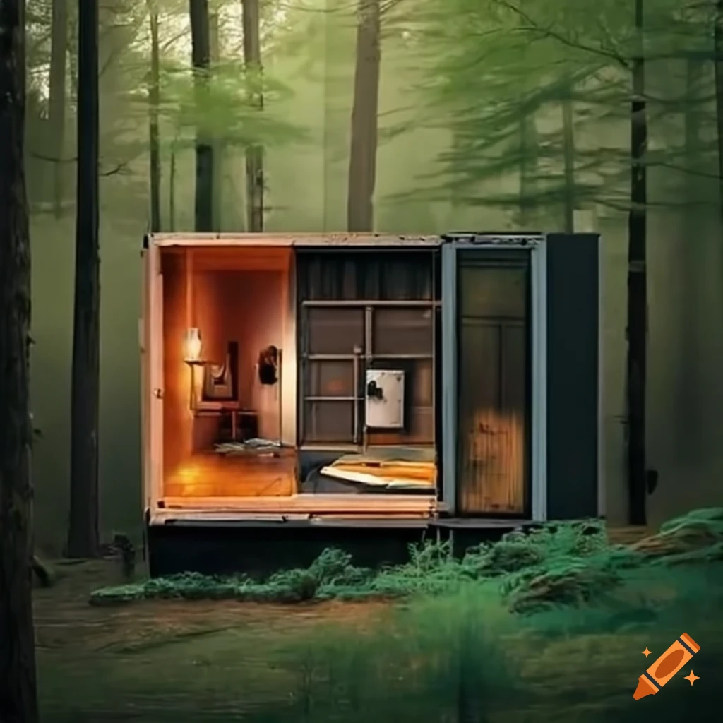 scary shipping container home in the woods