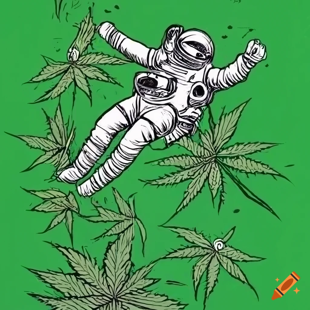 vintage illustration of an astronaut near a space station