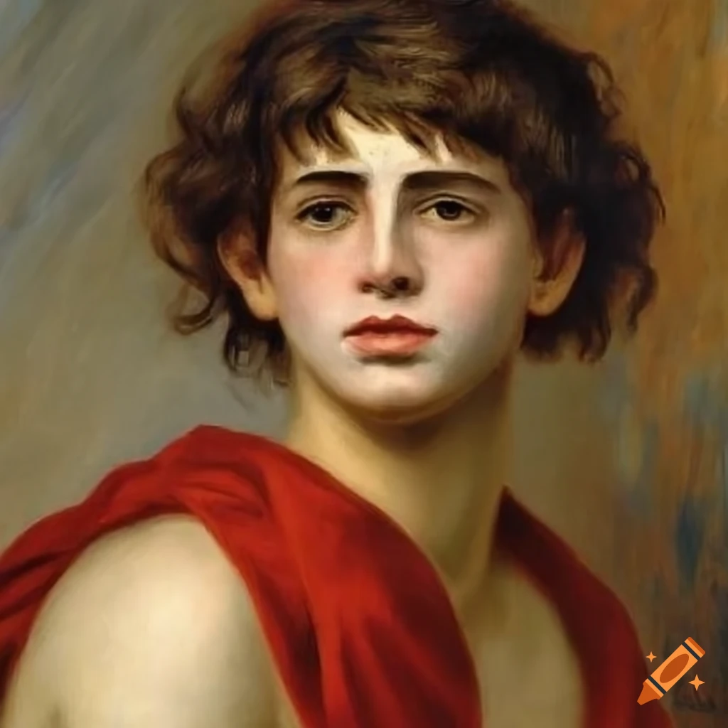 detailed oil painting of a confident Greek god