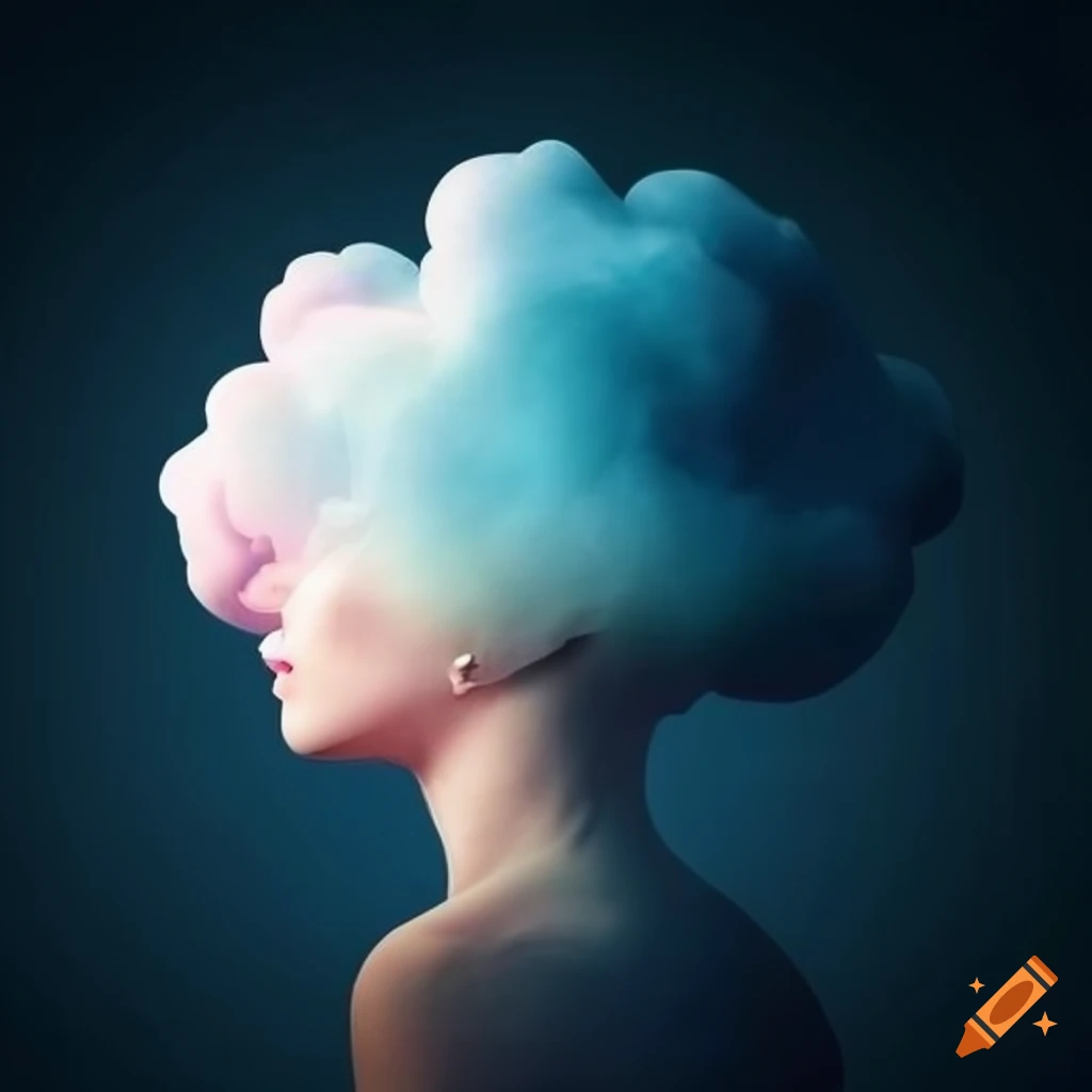 visual metaphor of being on cloud nine