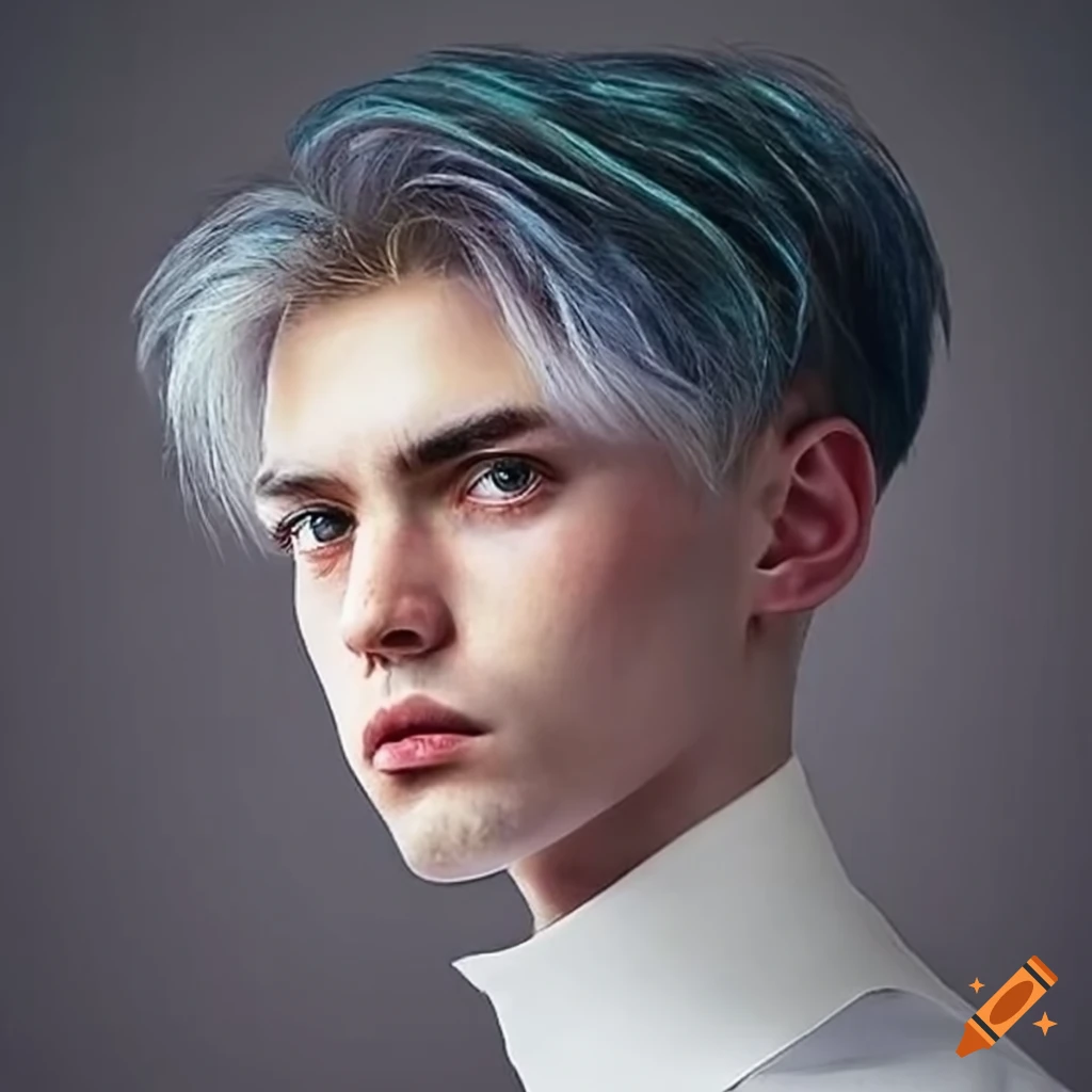 Hairstyle for white men with voluminous brushed back hair on Craiyon