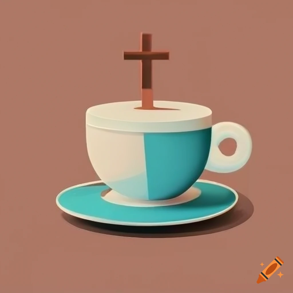 stylized coffee cup logo with a cross in the foam