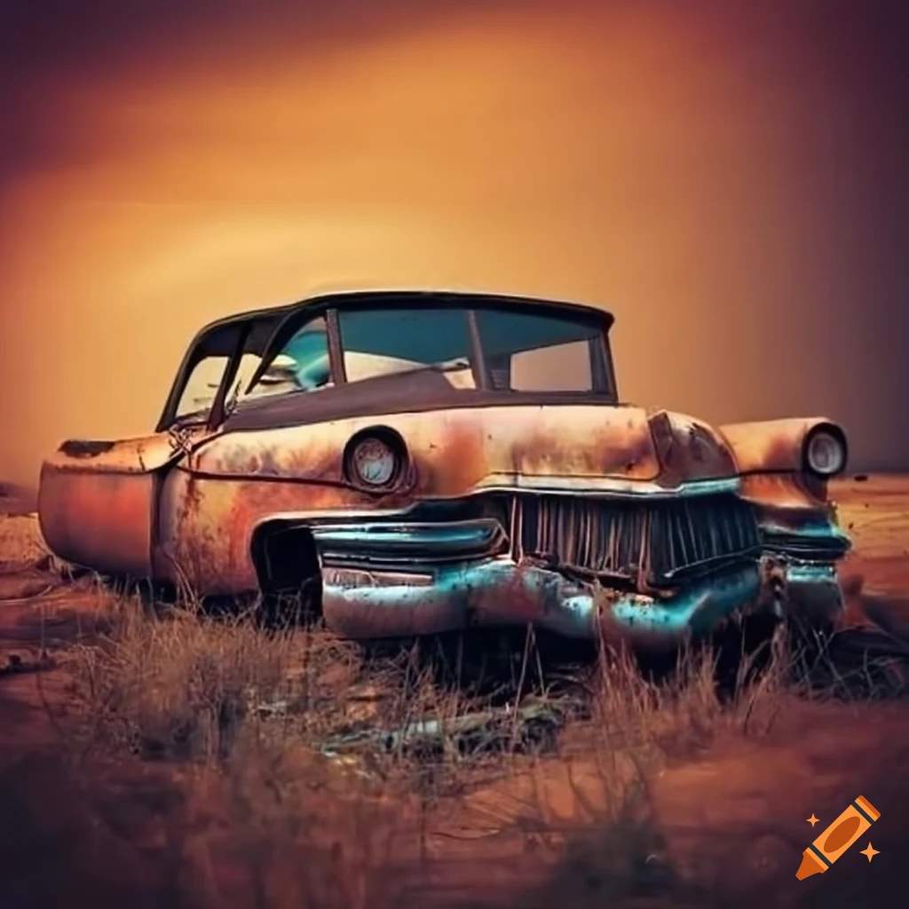rusty abandoned Cadillac car