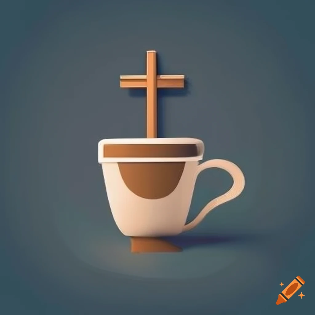 logo of a coffee cup with a cross in the foam