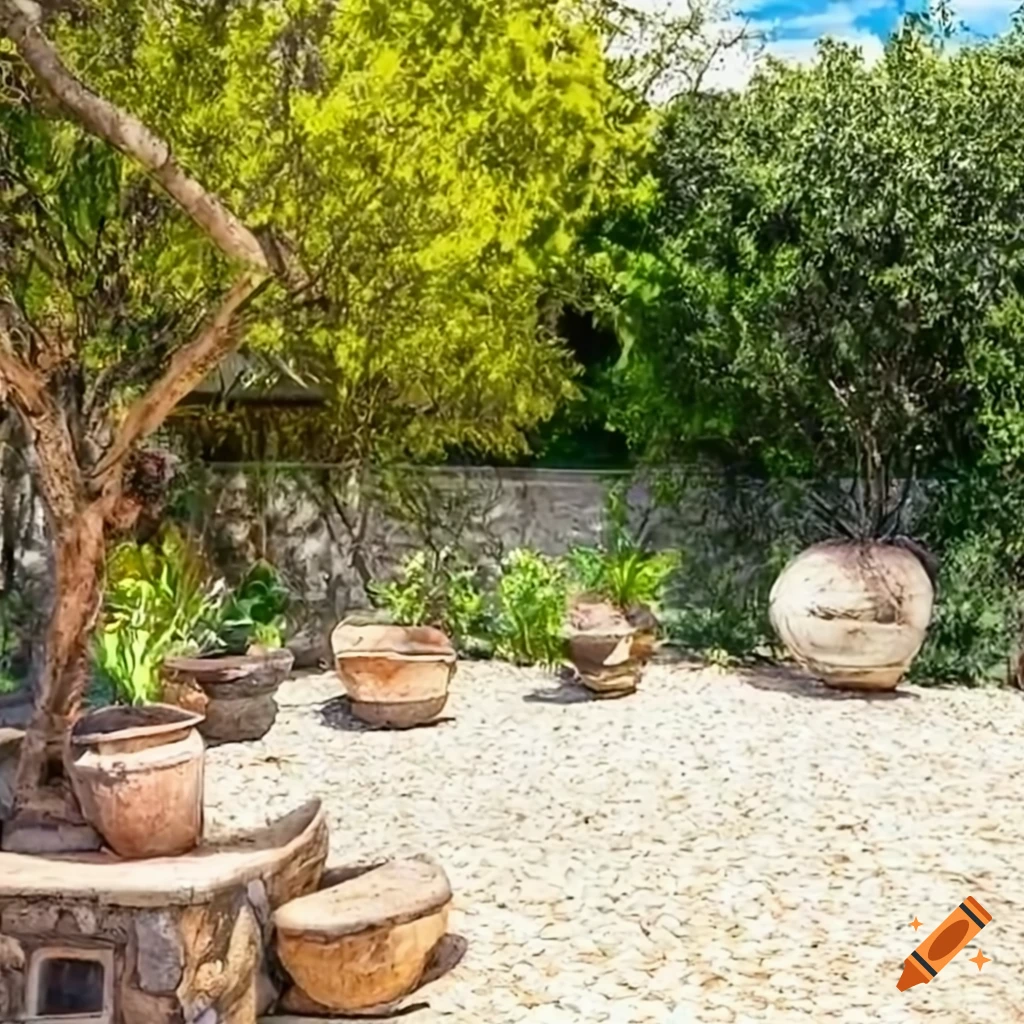Mediterranean style backyard with swimming pool and fire pit