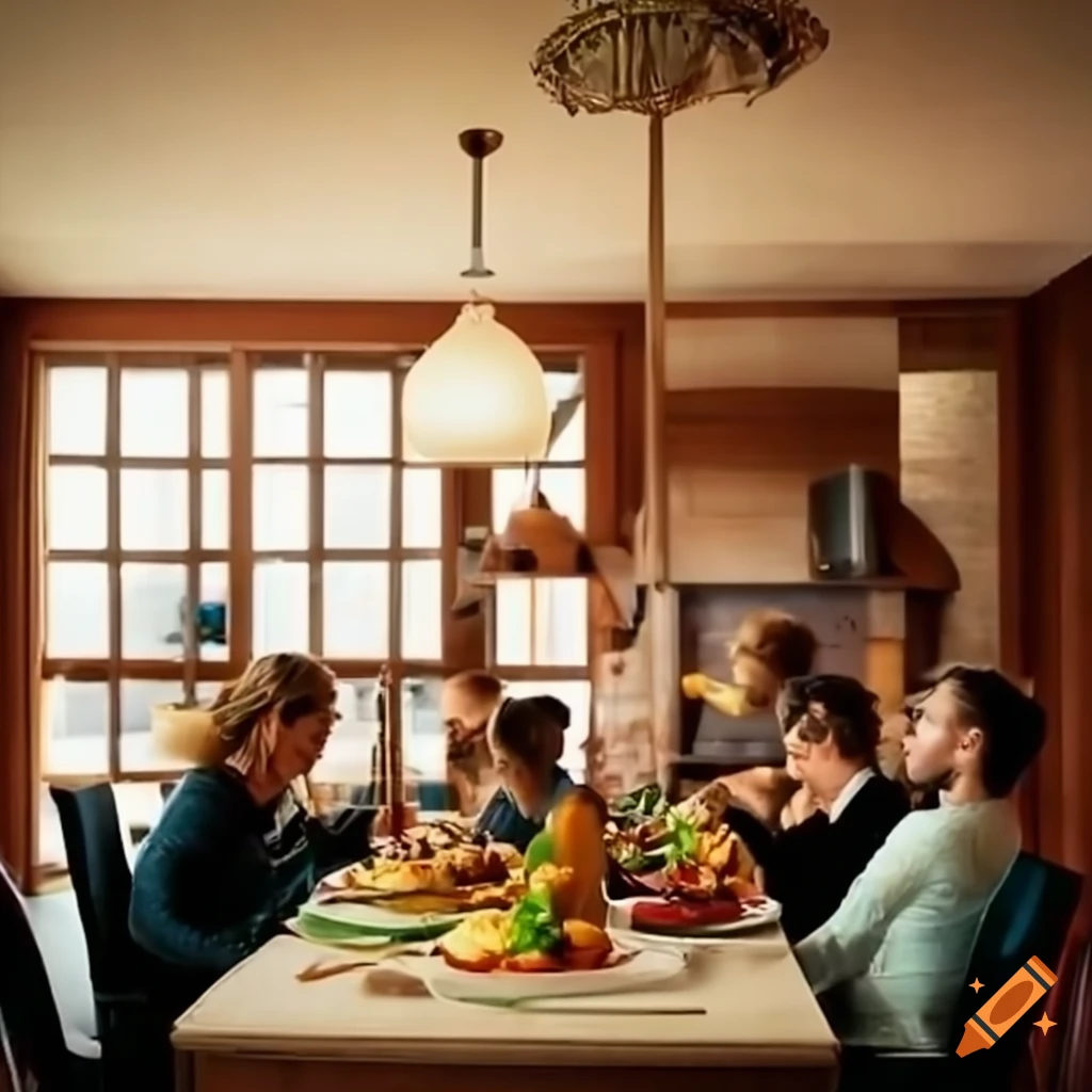 stylish dining room with a family enjoying keto food