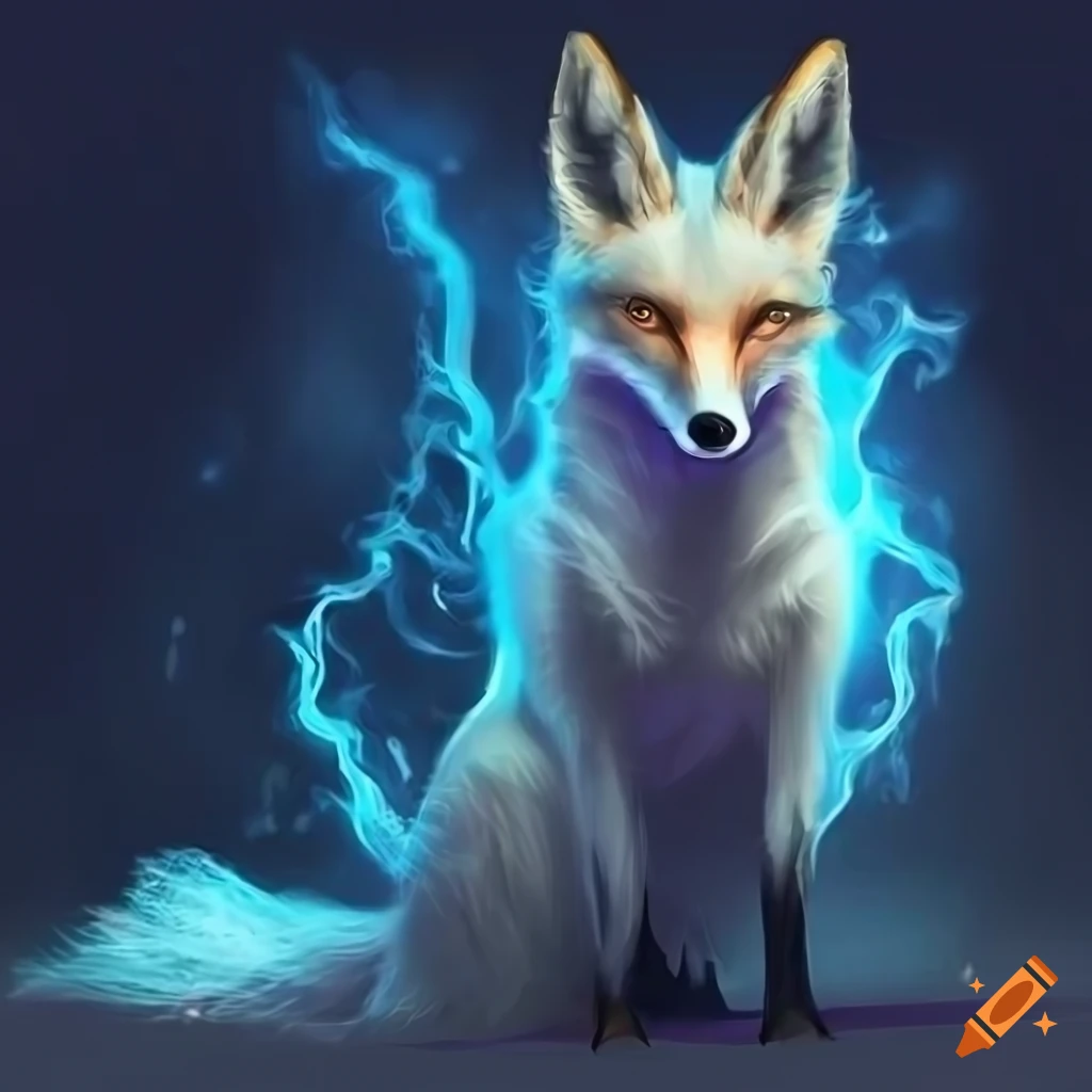 digital art of a majestic storm fox