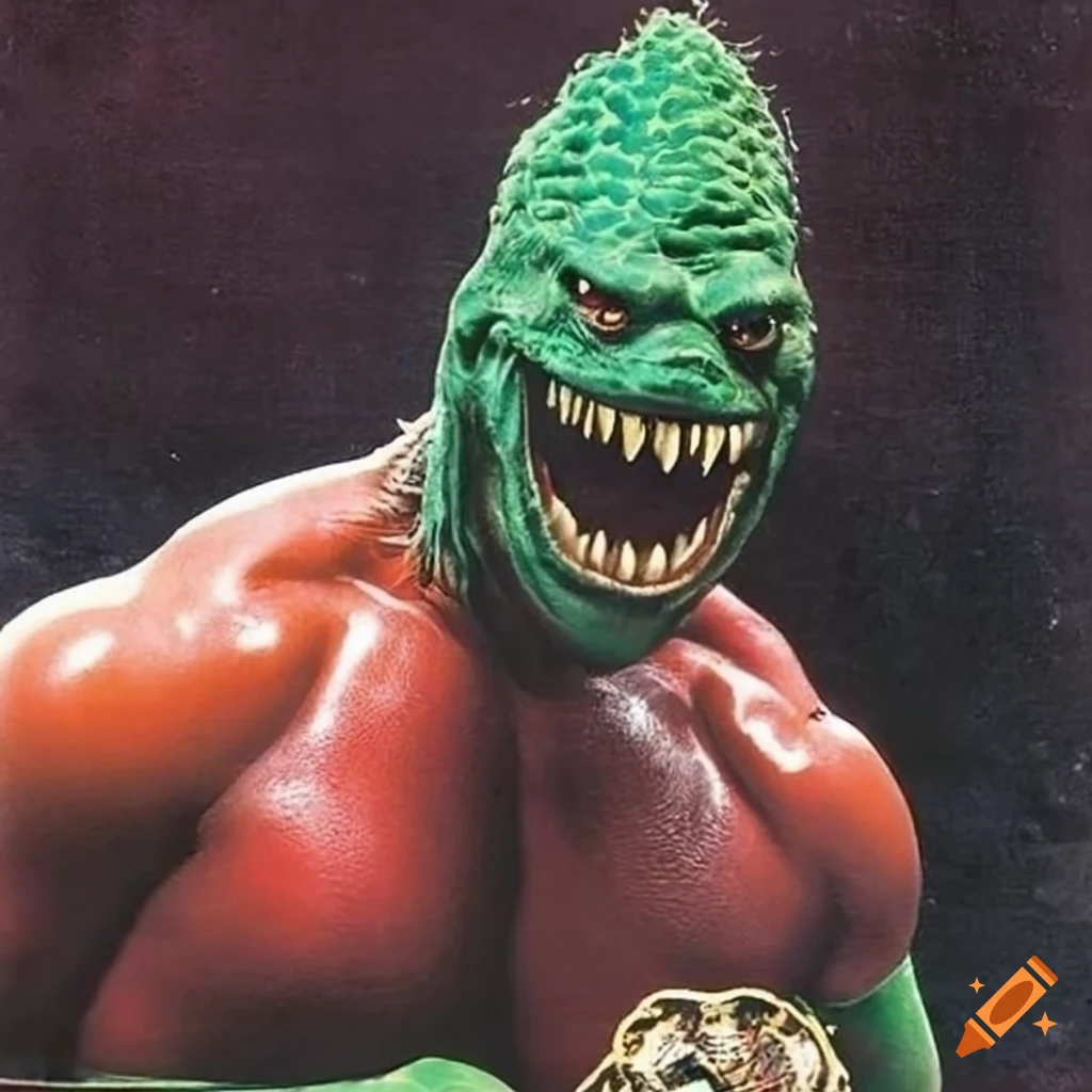1990s wrestling magazine cover with lizardman champion