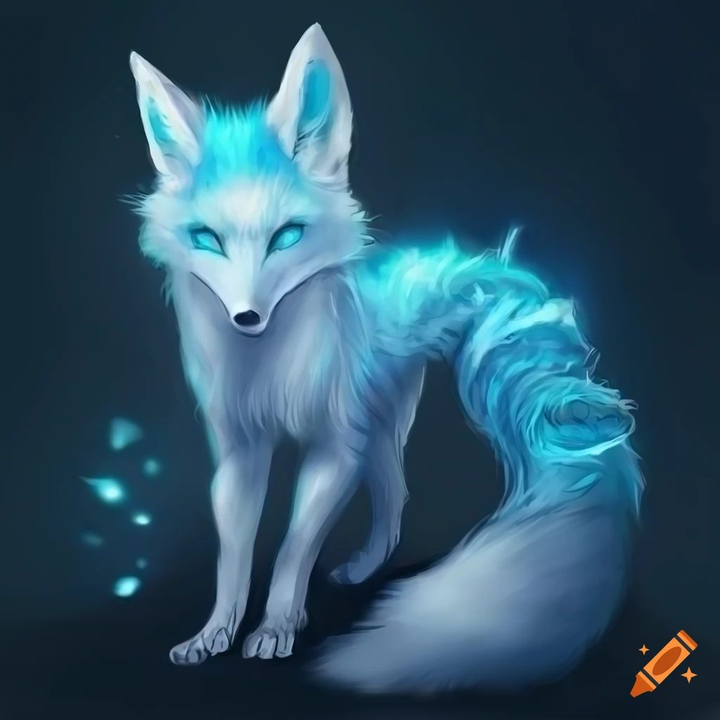 digital art of a majestic icy fox