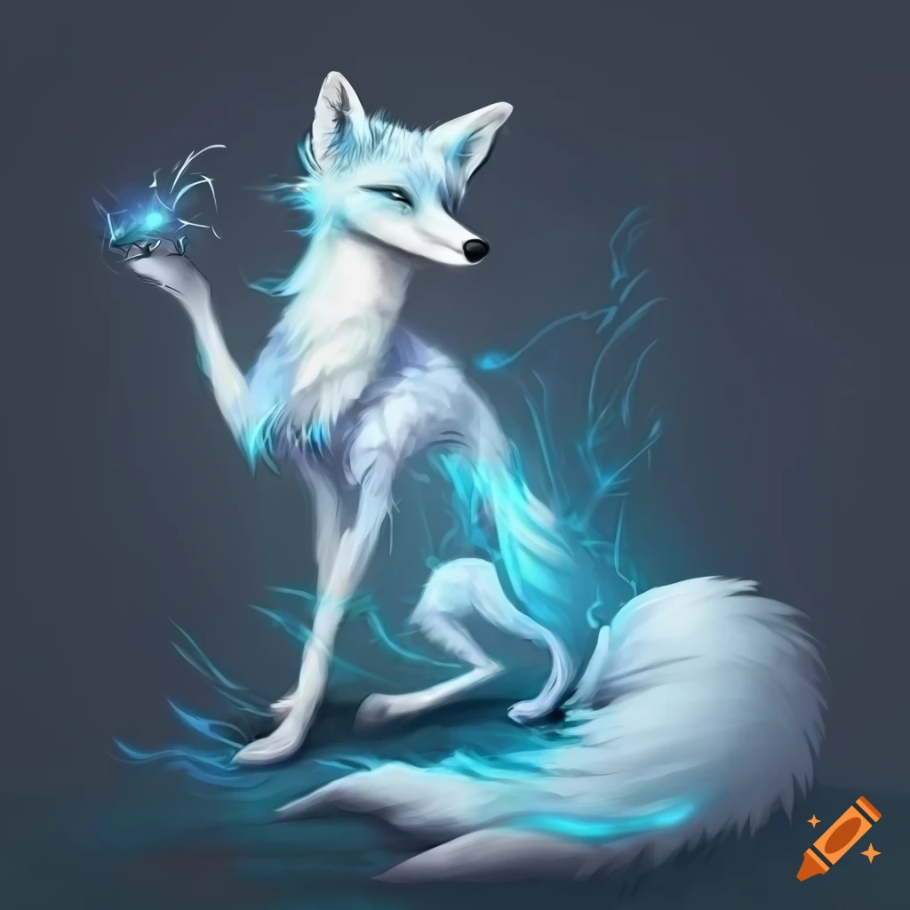 digital art of a majestic icy fox