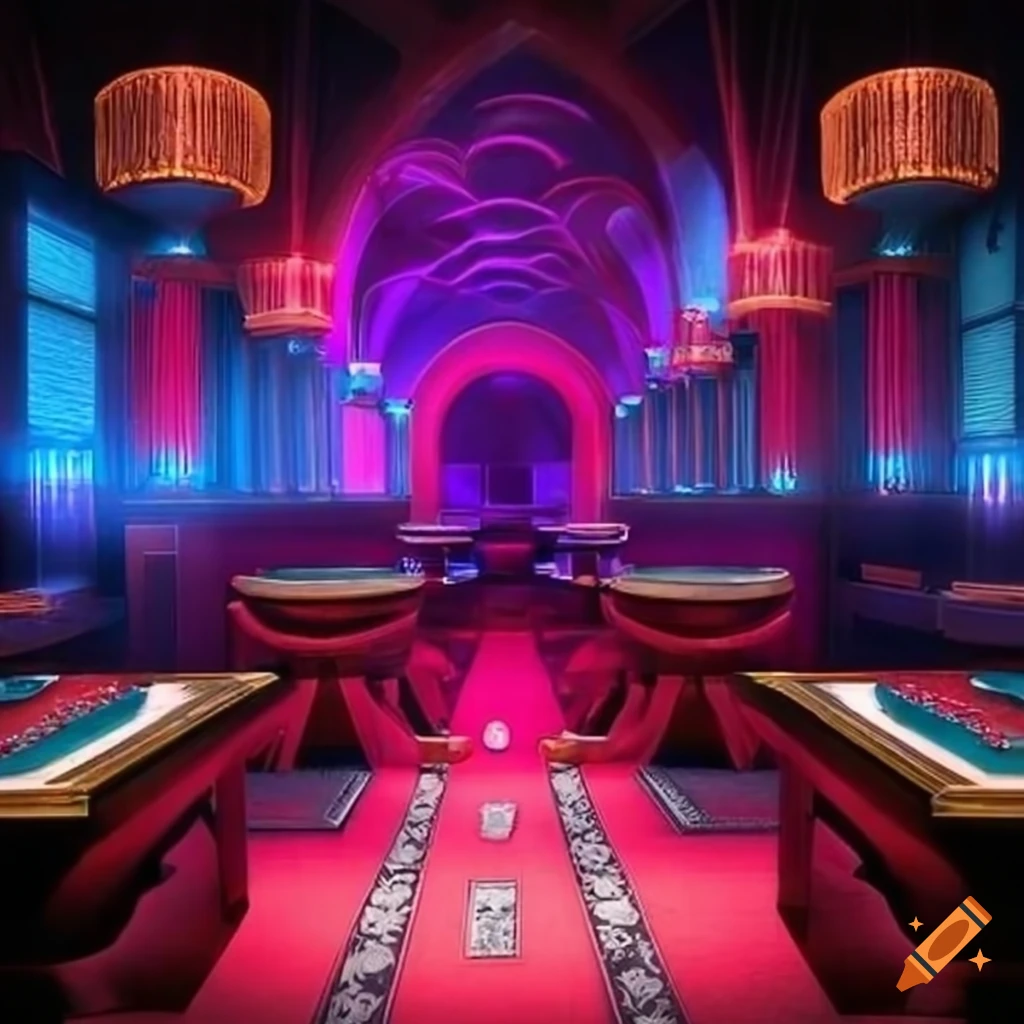 nightclub with a casino theme and poker tables