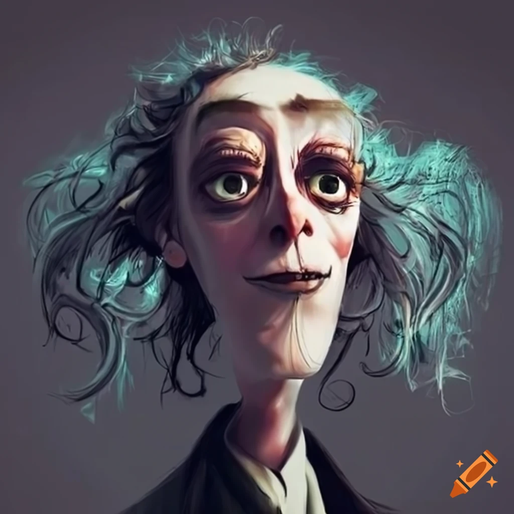 quirky character with a Tim Burton-inspired design