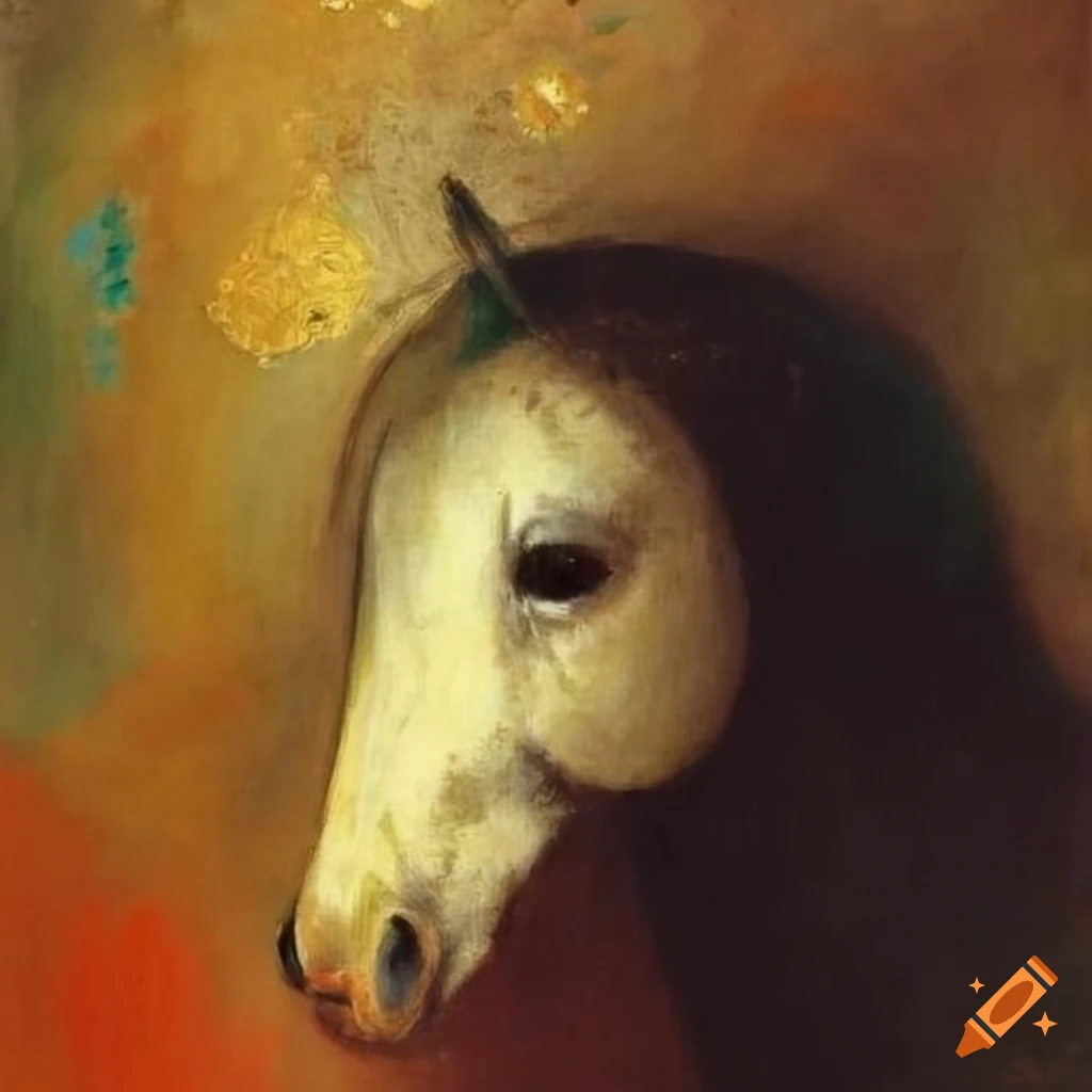 White horse artwork by odilon redon on Craiyon