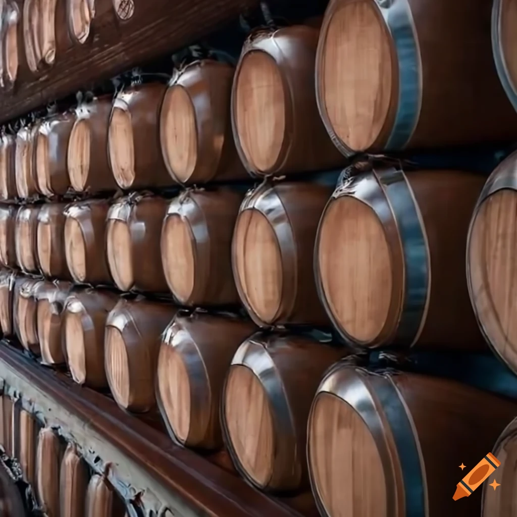 brewery with barrels on shelves