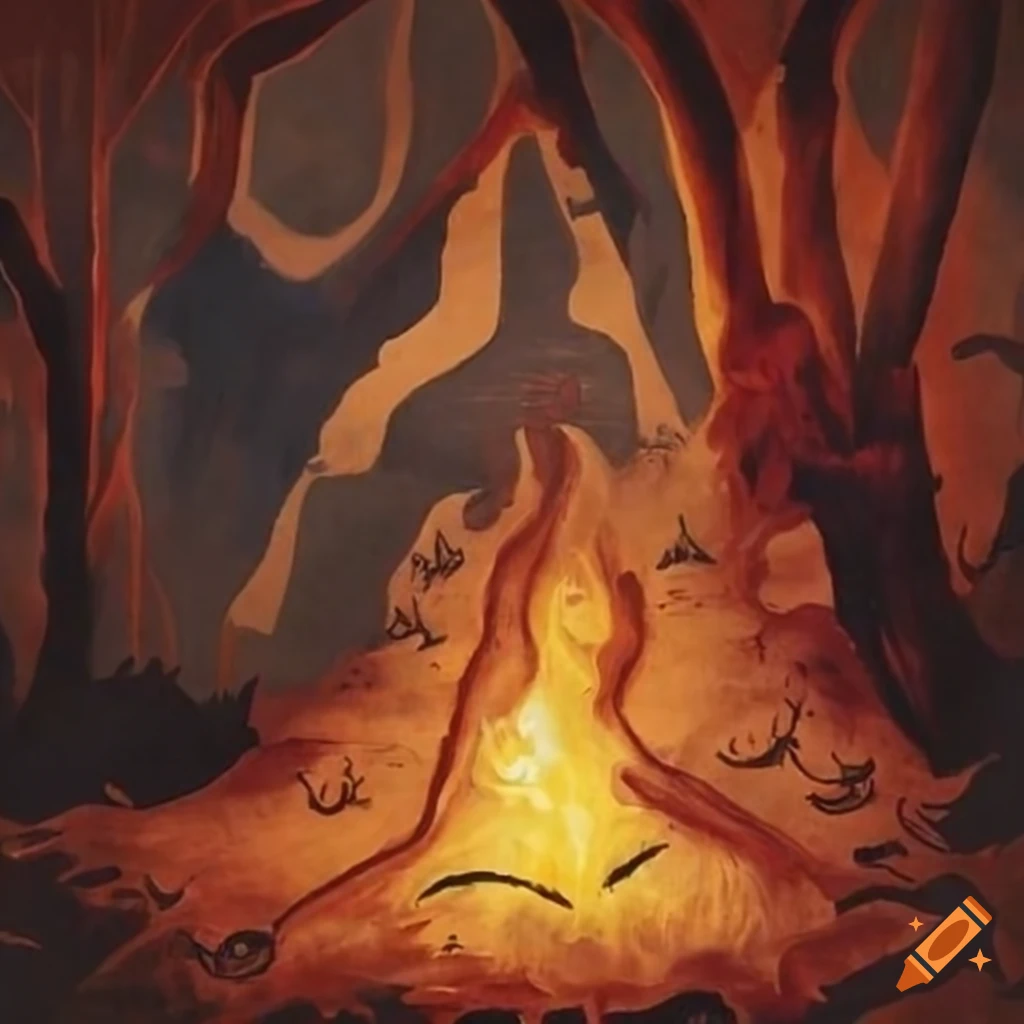 cave painting of a campfire