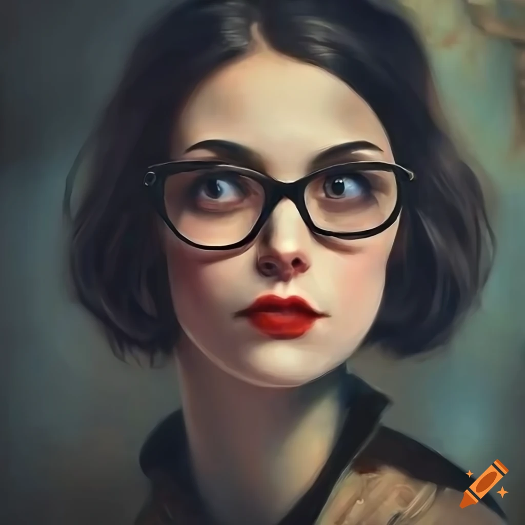 portrait of a woman with glasses in a haunted house
