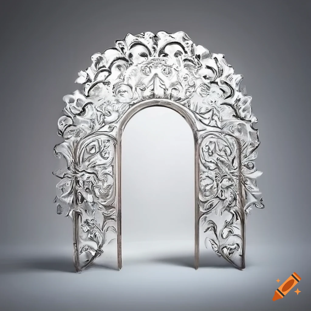 silver ornamental plate with leafy design