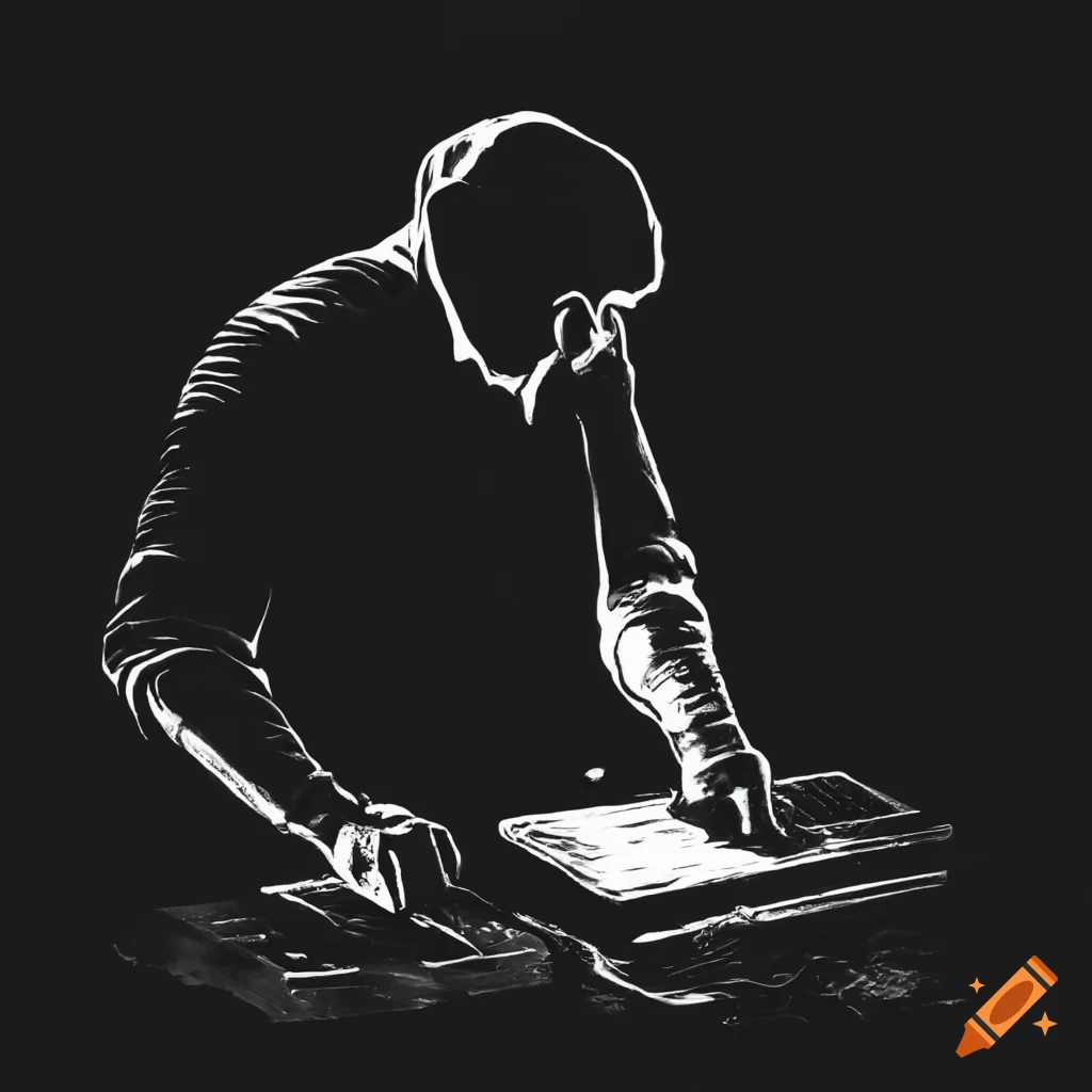blacksmith forging metal while using a laptop