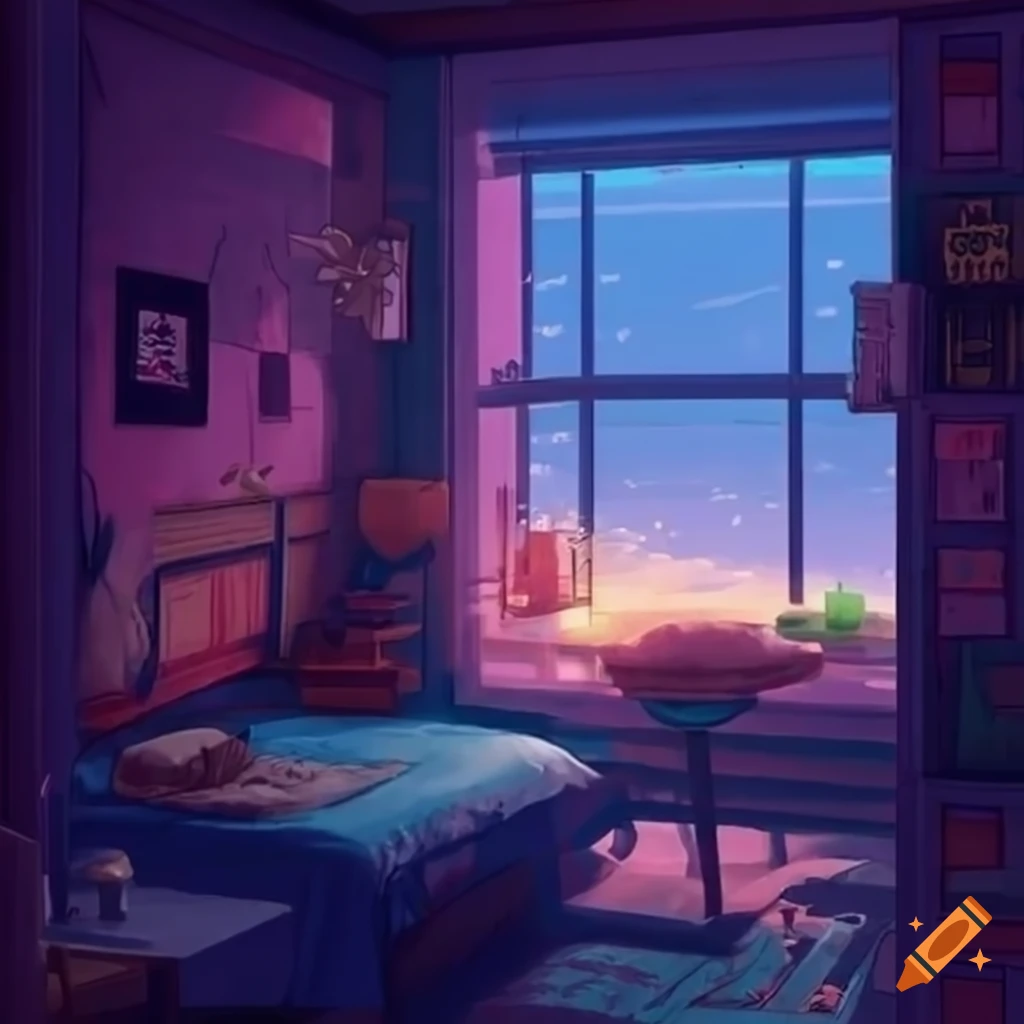 Studio Ghibli-inspired Japanese style lofi aesthetic bedroom on Craiyon