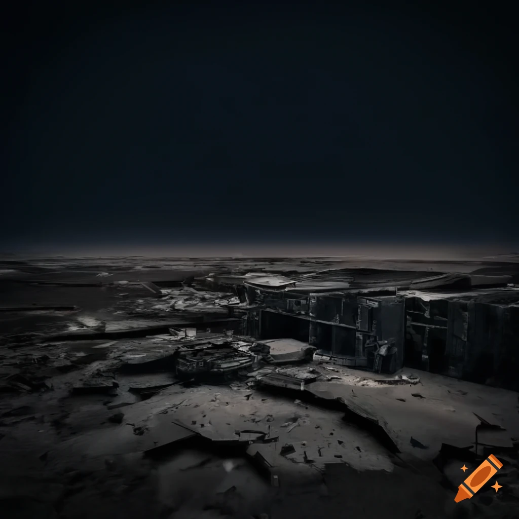 photorealistic depiction of a destroyed city