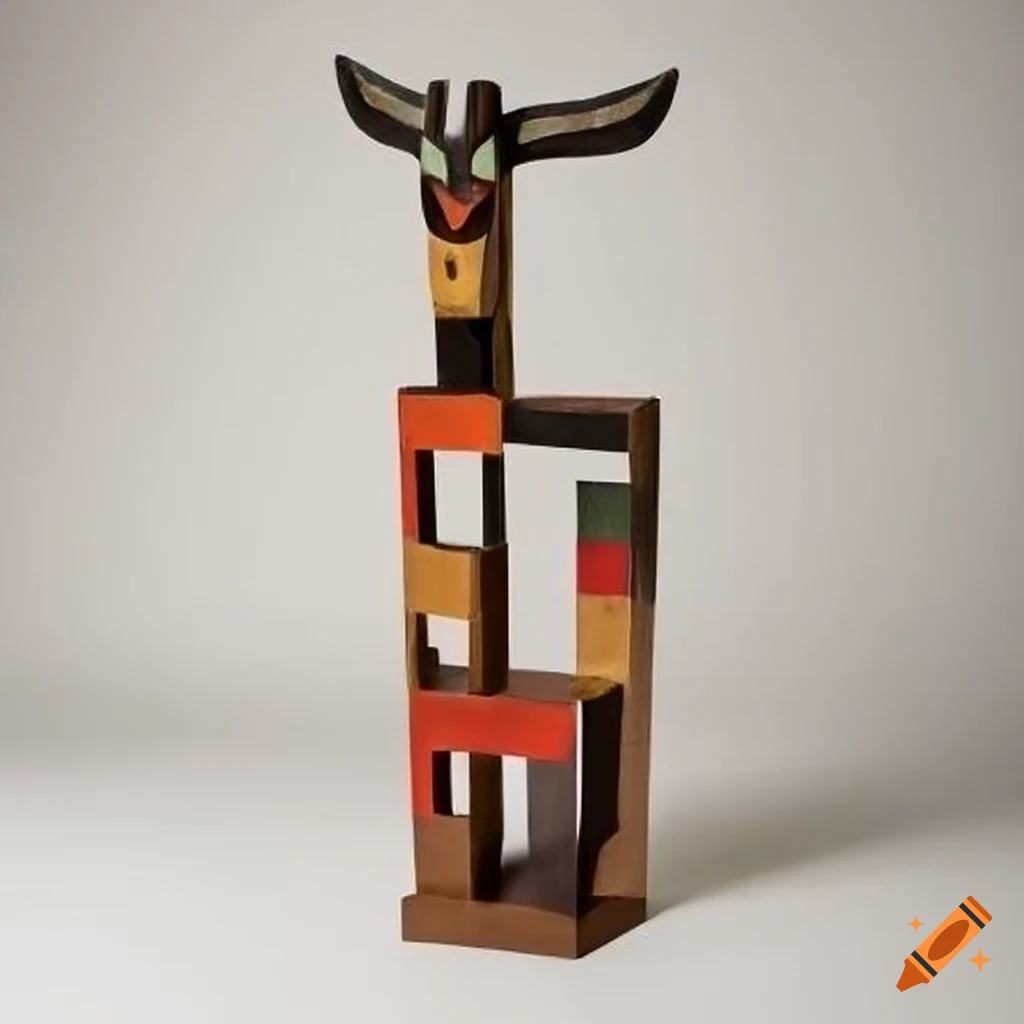 cubist style totem pole sculpture